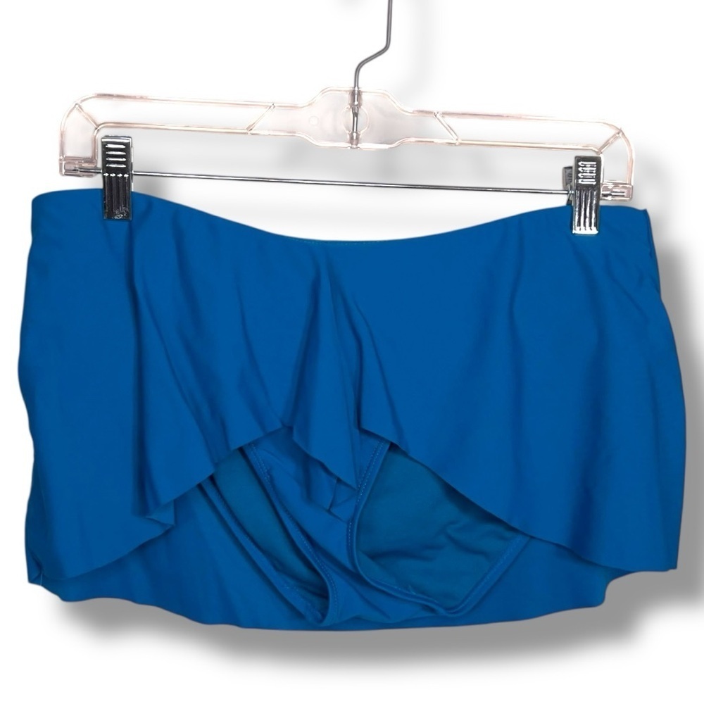 Medium Blue Swim Bottom Skirt Style Time And Tru Stretch Bikini Bottom
